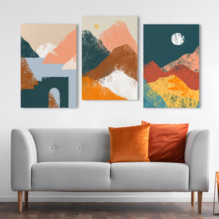 Set of 3 Abstract Mountain Art Prints ( WBWA72 )