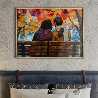 Romantic Couple Wall Art,HD Canvas Print with Premium Golden Floater Frame, Ready to Hang, (36 In x 48 In) (COUPLE-WA-14)