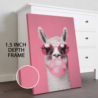 Llama Chic Wall Art Painting, HD Canvas Print, Framed, Ready to Hang. (POMWA163)