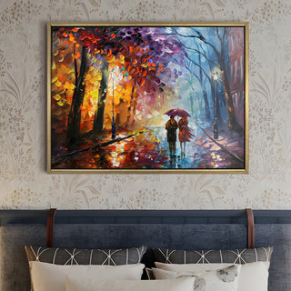 Romantic Couple Wall Art,HD Canvas Print with Premium Golden Floater Frame, Ready to Hang, (36 In x 48 In) (COUPLE-WA-16)