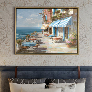 European Cityscape Wall Art, HD Canvas Print, Golden Floater Framed, Ready to Hang, (36 In x 48 In) (EURO-WA-65)