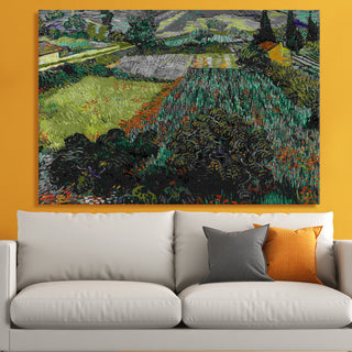 Vincent Van Gogh Wall Art - Field with Poppies, HD Canvas Print, Framed, Ready to Hang. (VAWA012).