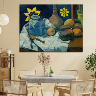 Still Life with Teapot and Fruit – Paul Gauguin Painting | HD Canvas Print | Ready to Hang | Wall Art for Bedroom, living room, Hallway (PGWA01)