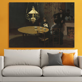 Claude Monet – Interior by Lamplight Painting | HD Canvas Print | Ready to Hang | Wall Art for Bedroom, living room, Hallway (CMWA20)