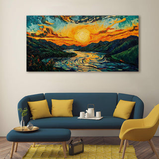 Framed Sunrise Canvas Reprint - Elegant Wall Art for Positive Energy and Tranquility (VASWA003)