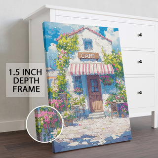 Floral Café Getaway Wall Art Painting, HD Canvas Print, Framed, Ready to Hang. (POMWA61)