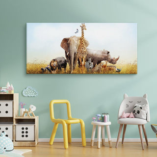 Amazing Wildlife Wall Art. Large Canvas Framed Digital Reprints of Jungle, Wildlife, Animals and Birds. Ready To Hang. Size:  24 Inch x 48 Inch (WBWA26) - Khirki.in 