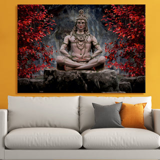 Hindu God Lord Shiva Large Wall Art Canvas Framed Paintings for Living Room Décor Modern Artwork Hinduism Religious Wall Décor (SWA10).