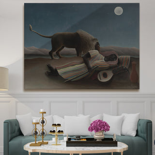 The Sleeping Gypsy – Henri Rousseau Painting | HD Canvas Print | Ready to Hang | Wall Art for Bedroom, living room, Hallway (HRWA07)