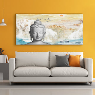 Lord Buddha Canvas Painting For Home Decor, Office walls and Hotels, Resorts Wall Decoration 24 inch x 48 inch (BDWA12)