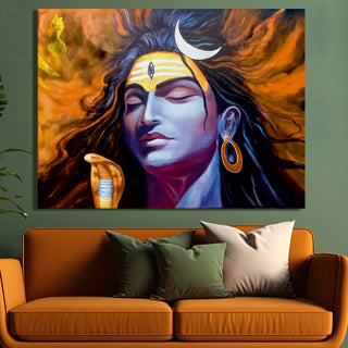 Hindu God Lord Shiva Large Wall Art Canvas Framed Paintings for Living Room Décor Modern Artwork Hinduism Religious Wall Décor (SWA09).