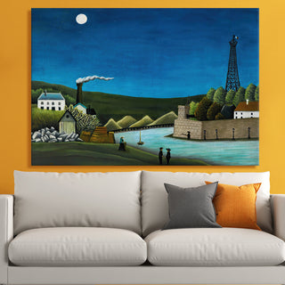 Bridge at Sèvres with the Eiffel Tower – Henri Rousseau Painting | HD Canvas Print | Ready to Hang | Wall Art for Bedroom, living room, Hallway (HRWA14)
