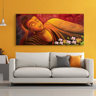 Lord Buddha Canvas Painting For Home Decor, Office walls and Hotels, Resorts Wall Decoration 24 inch x 48 inch (BDWA24)