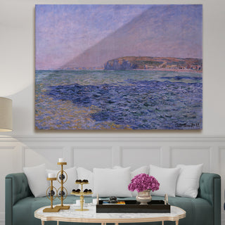 Cliff at Pourville, Sunset Painting | HD Canvas Print | Ready to Hang | Wall Art for Bedroom, living room, Hallway (CMWA15)