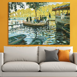 Claude Monet – La Grenouillère, Impressionist River Scene Painting | HD Canvas Print | Ready to Hang | Wall Art for Bedroom, living room, Hallway (CMWA03)