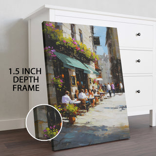 European Street Cafe Wall Art, HD Canvas Print, Framed, Ready to Hang. (KITWA053)