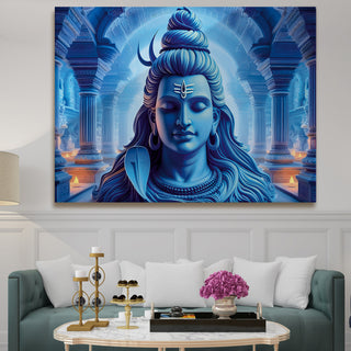 Hindu God Lord Shiva Large Wall Art Canvas Framed Paintings for Living Room Décor Modern Artwork Hinduism Religious Wall Décor (SWA06).