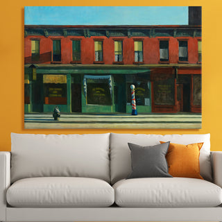 Early Sunday Morning – Edward Hopper Painting | HD Canvas Print | Ready to Hang | Wall Art for Bedroom, living room, Hallway (EHWA04)