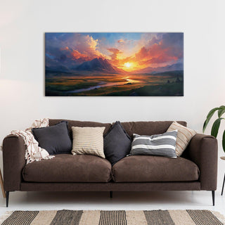 Framed Sunrise Canvas Reprint - Elegant Wall Art for Positive Energy and Tranquility. 24 inch x 48 Inch (VASWA005)