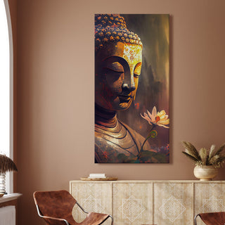 Lord Buddha Canvas Painting For Home Decor, Office walls and Hotels, Resorts Wall Decoration 24 inch x 48 inch (BDWA26)