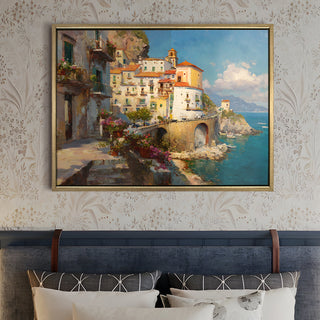 European Cityscape Wall Art, HD Canvas Print, Golden Floater Framed, Ready to Hang, (36 In x 48 In) (EURO-WA-77)