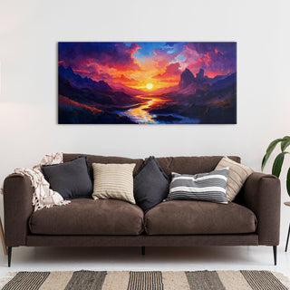 Framed Sunrise Canvas Reprint - Elegant Wall Art for Positive Energy and Tranquility. 24 inch x 48 Inch (VASWA004)