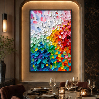Color Bloom 3D Relief Texture Canvas Wall Art | Black Floater Frame (FLTXWA22)