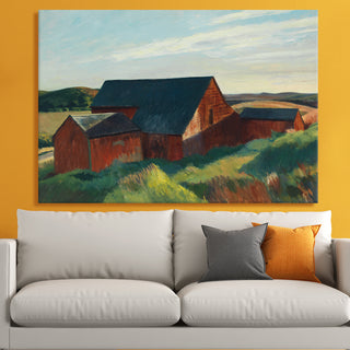 Rooftops of the Cobb Barns – Edward Hopper Painting | HD Canvas Print | Ready to Hang | Wall Art for Bedroom, living room, Hallway (EHWA07)