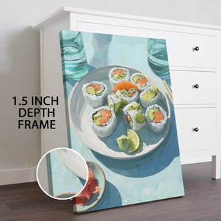 Sushi – Food Painting for Kitchen, Restaurant, Café, or Sushi Bar Wall Art, HD Canvas Print, Framed, Ready to Hang. (KITWA015)