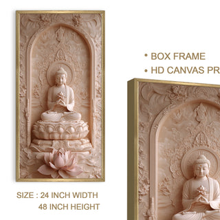 Buddha Meditation Portrait Wall Art, HD Canvas Print, Golden Box Framed, Ready to Hang, (48 In x 24 In) (BUDDHA-WA-36)