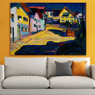 Murnau Street with Women – Wassily Kandinsky Painting | HD Canvas Print | Ready to Hang | Wall Art for Bedroom, living room, Hallway (WKWA10)