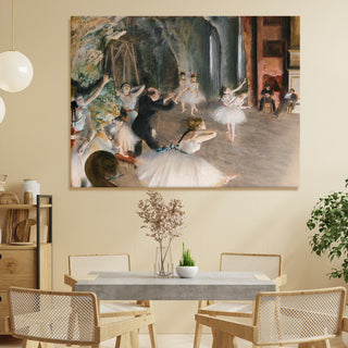 The Rehearsal Onstage – Edgar Degas Painting | HD Canvas Print | Ready to Hang | Wall Art for Bedroom, living room, Hallway (EDWA08)