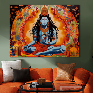 Hindu God Lord Shiva Large Wall Art Canvas Framed Paintings for Living Room Décor Modern Artwork Hinduism Religious Wall Décor (SWA08).