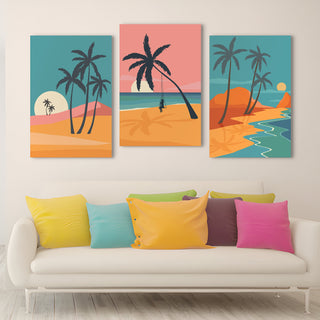 Mid Century Palm Tree Beach Summer Art Prints ( WBWA71 )