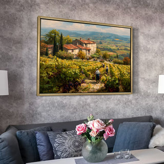 European Cityscape Wall Art, HD Canvas Print, Golden Floater Framed, Ready to Hang, (36 In x 48 In) (EURO-WA-71)