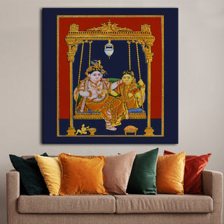 Ethnic Tanjore Wall Art Large Size Canvas Painting For Bedroom and Hotels Wall Decoration