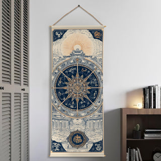 Wheel of Fortune Tapestry | Mystic Mandala Wheel Wall Hanging, Thick fabric, HD Print, Ready to Hang Wall Décor. Size 24 In x 60 In. (TAROTTPS10)