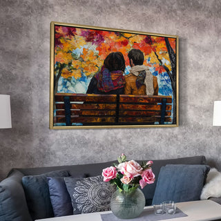 Romantic Couple Wall Art,HD Canvas Print with Premium Golden Floater Frame, Ready to Hang, (36 In x 48 In) (COUPLE-WA-14)