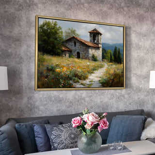 European Cityscape Wall Art, HD Canvas Print, Golden Floater Framed, Ready to Hang, (36 In x 48 In) (EURO-WA-72)