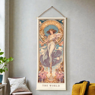 The World Tarot Wall Hanging Tapestry, Thick fabric, HD Print, Ready to Hang Wall Décor. Size 24 In x 60 In. (TAROTTPS15)