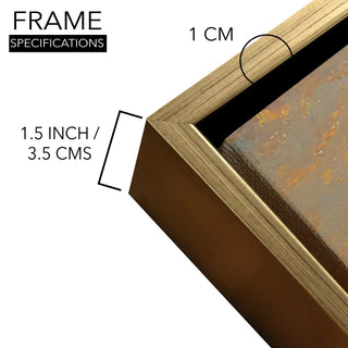 Banaras Ghats Painting Wall Art – Varanasi Riverfront with Golden Floater Frame – HD Print Large Canvas, Ready to Hang, Size: 2X4FT, (BAWA43).