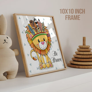 Kids Wall Art Set of 6 | HD Canvas Print | Ready to Hang | Natural Wood Panels for Nursery & Kids Room Decor | Each Frame Size: 10X10 INCH (KIDSET01)