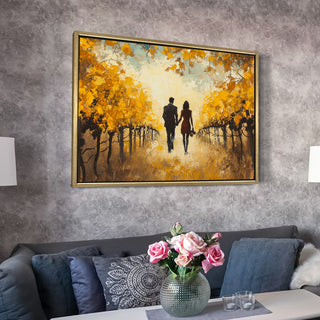Romantic Couple Wall Art,HD Canvas Print with Premium Golden Floater Frame, Ready to Hang, (36 In x 48 In) (COUPLE-WA-17)