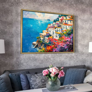 European Cityscape Wall Art, HD Canvas Print, Golden Floater Framed, Ready to Hang, (36 In x 48 In) (EURO-WA-73)