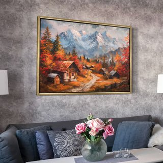 European Cityscape Wall Art, HD Canvas Print, Golden Floater Framed, Ready to Hang, (36 In x 48 In) (EURO-WA-78)