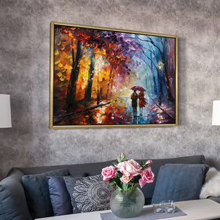 Romantic Couple Wall Art,HD Canvas Print with Premium Golden Floater Frame, Ready to Hang, (36 In x 48 In) (COUPLE-WA-16)