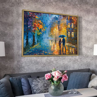 Romantic Couple Wall Art,HD Canvas Print with Premium Golden Floater Frame, Ready to Hang, (36 In x 48 In) (COUPLE-WA-15)