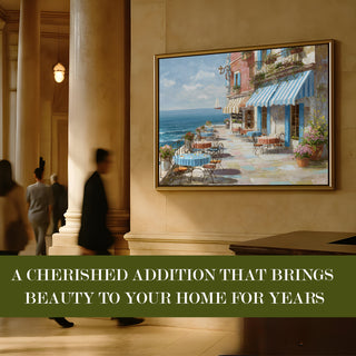 European Cityscape Wall Art, HD Canvas Print, Golden Floater Framed, Ready to Hang, (36 In x 48 In) (EURO-WA-65)