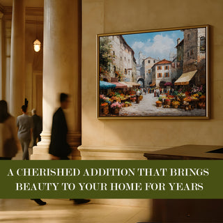 European Cityscape Wall Art, HD Canvas Print, Golden Floater Framed, Ready to Hang, (36 In x 48 In) (EURO-WA-68)