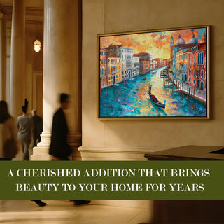 European Cityscape Wall Art, HD Canvas Print, Golden Floater Framed, Ready to Hang, (36 In x 48 In) (EURO-WA-64)